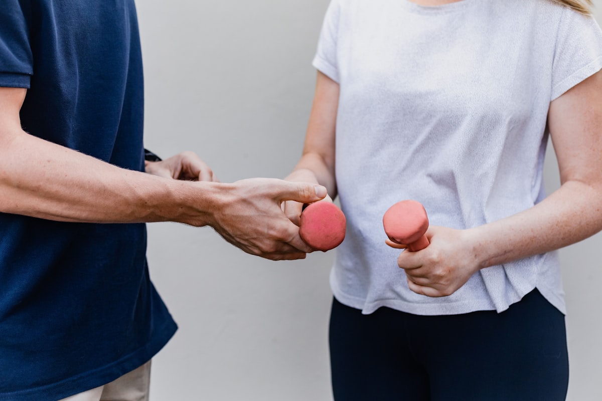 Person performing guided kinesiotherapy movement